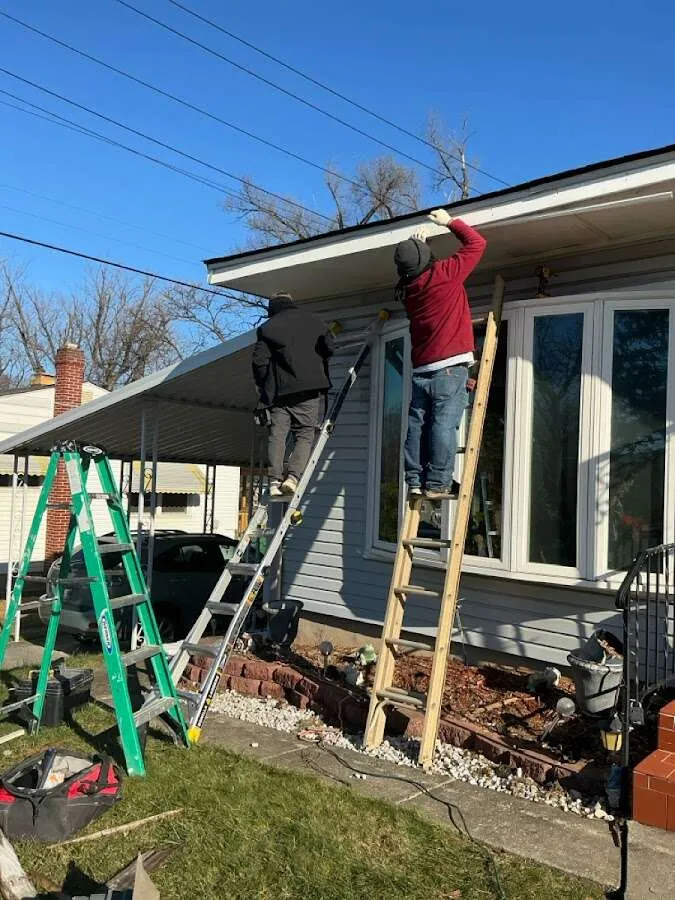 Restoration crew performing exterior repair in Flowood